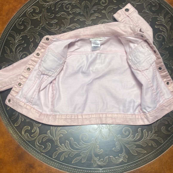 Toughskins Girl's Sparkly Pink Denim Jacket Snap Buttons Size 4 - Picture 4 of 8